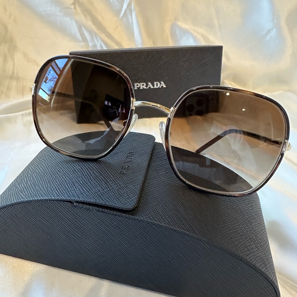 Prada Brown Tortoiseshell Slim Temple Sunglasses